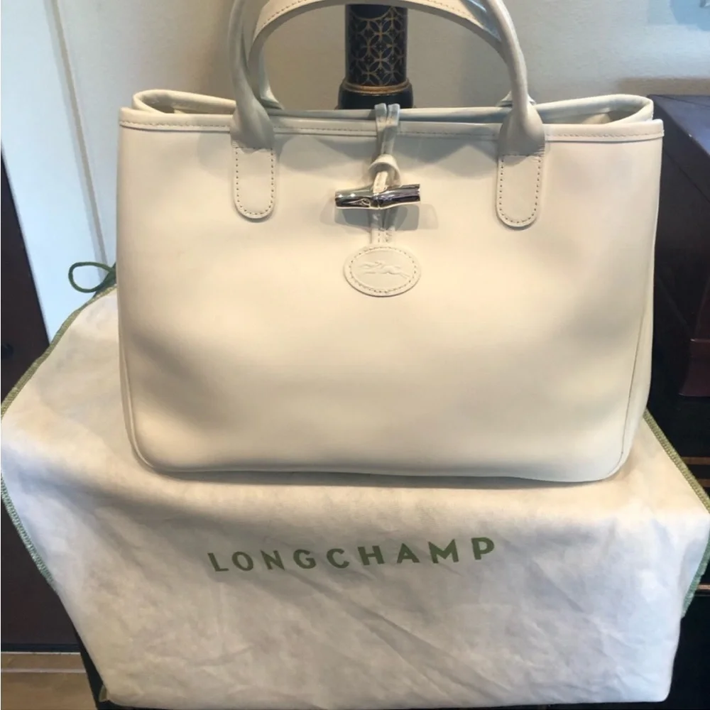 LONGCHAMP ROSEAU LEATHER TOTE NWOT WHITE - Picture 4 of 15